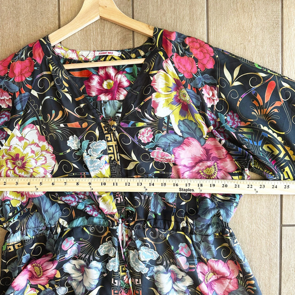 Johnny Was Peace Esmerelda 100% Silk Maxi Dress Large Floral Boho Hippie Peasant - Picture 9 of 10